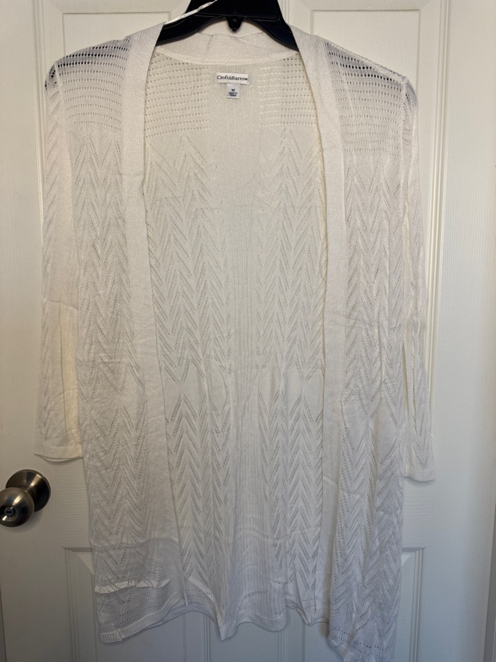 EUC croft & barrow White Open-Front Knit Cardigan